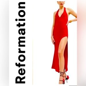 - Reformation Dress - Meral Satin Dress Red L $248
